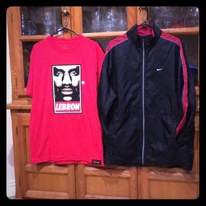 Vintage nike Red & black windbreaker +Lebron tee L
